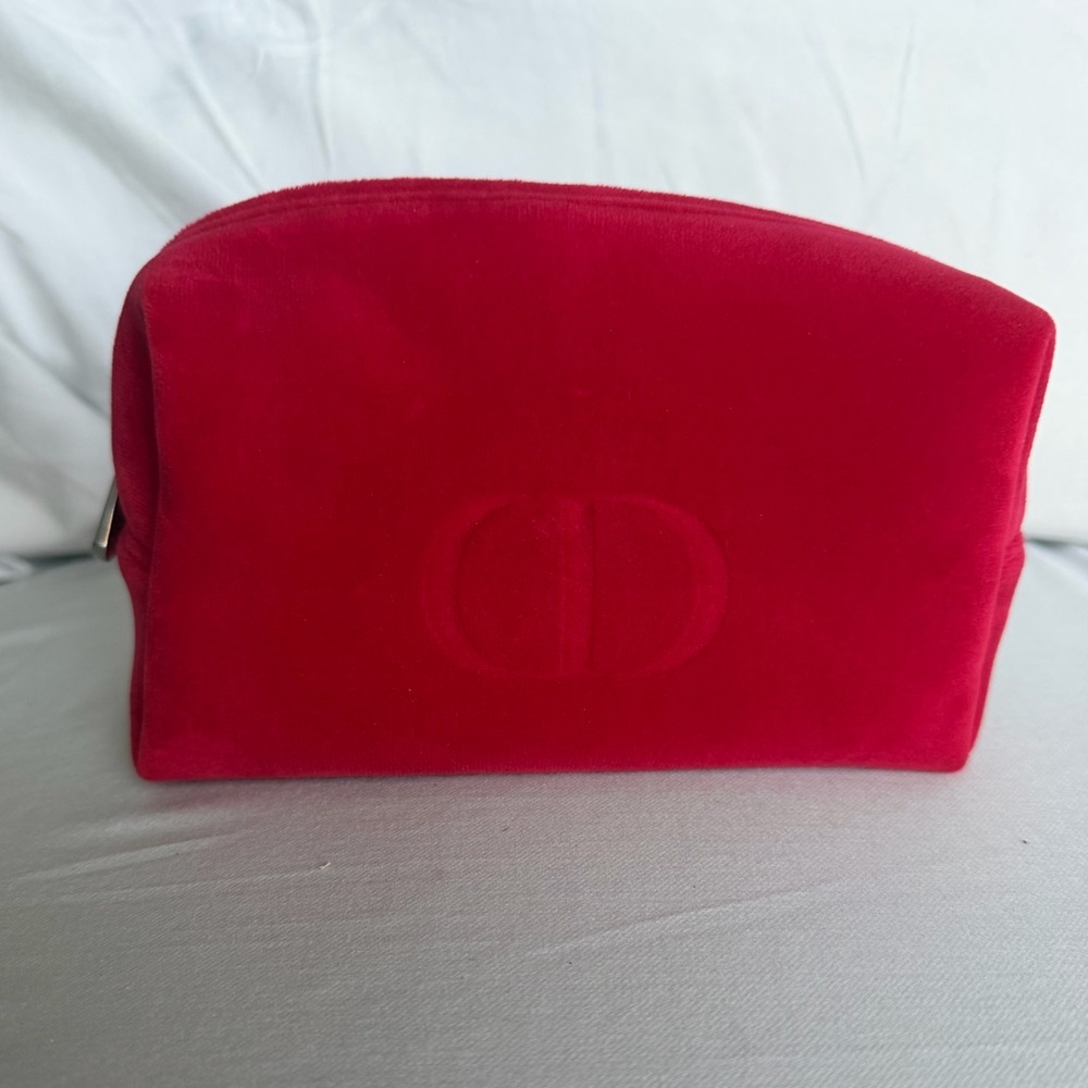 Dior Vibrant Red Velvet Cosmetic Bag